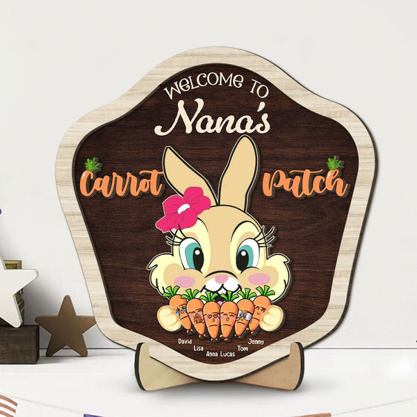 Personalized Gifts For Grandma 2 Layers Wood Sign Welcome To Nana's Carrot Patch