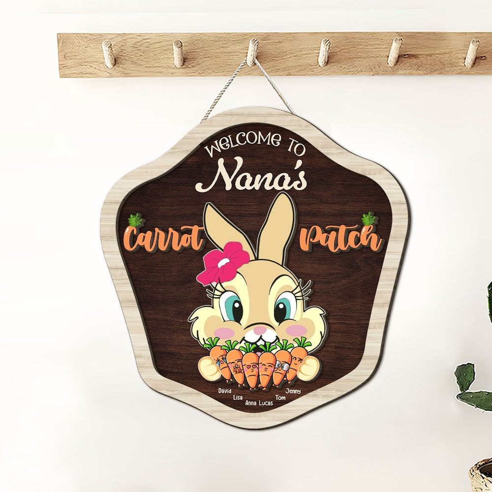 Personalized Gifts For Grandma 2 Layers Wood Sign Welcome To Nana's Carrot Patch