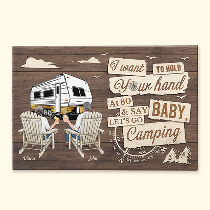 Baby Let's Go Camping At 80 - Personalized Wrapped Poster