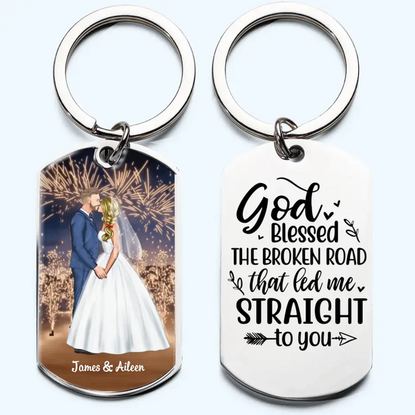 Personalized Engraved Stainless Steel Keychain for Couples, Wedding Gifts