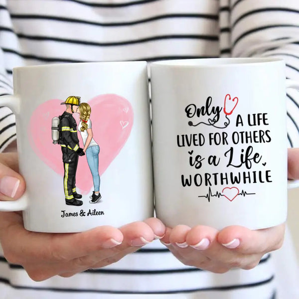 Personalized Mug Emergency Couple, Nurse and firefighter, Nurse and Cop, Army Wife, Police Couple, First responder Couple, Fireman and nurse