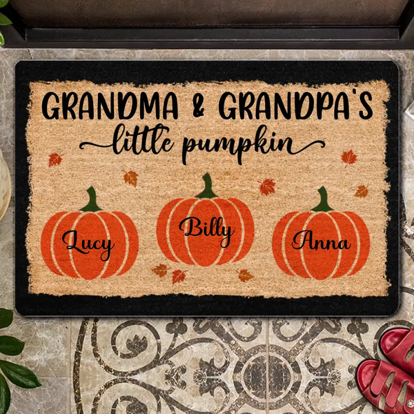 Großeltern kleine Kürbisse – personalisierte Herbst-Halloween-Fußmatte