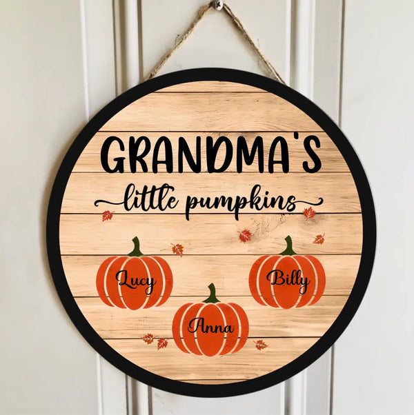Grandparents Little Pumpkins - Personalized Autumn Halloween Door Wood Sign
