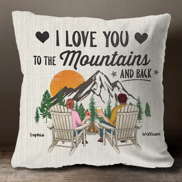 Ich liebe dich bis in die Berge und zurück – personalisiertes Kissen