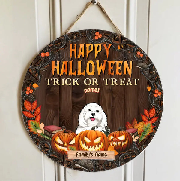 Happy Halloween - Personalisiertes rundes Holzschild