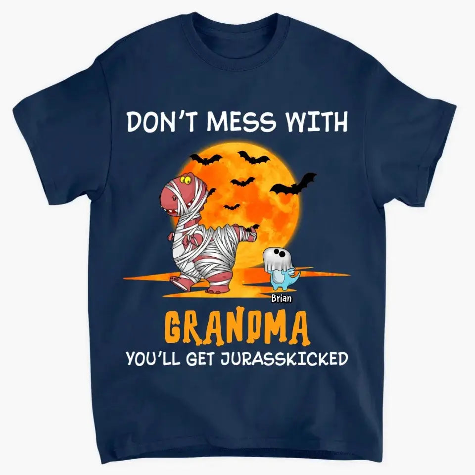 Personalisiertes individuelles T-Shirt – Halloween-Geschenk für Oma, Mama, Papa – Don't Mess With Mamasaurus