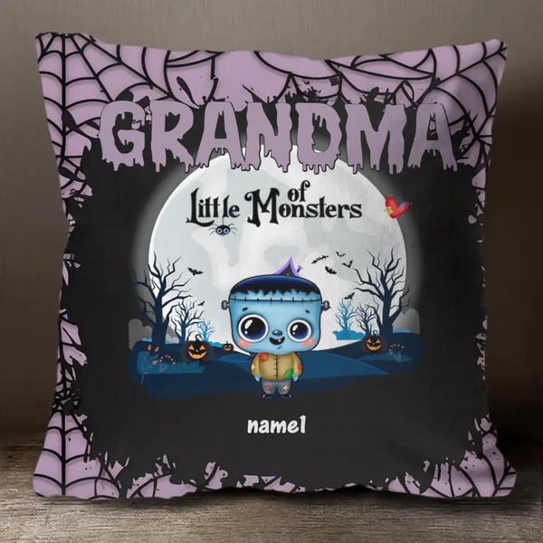 Grandma Of Little Monsters -  Custom  Pillow - Halloween Gift For Grandma, Mom