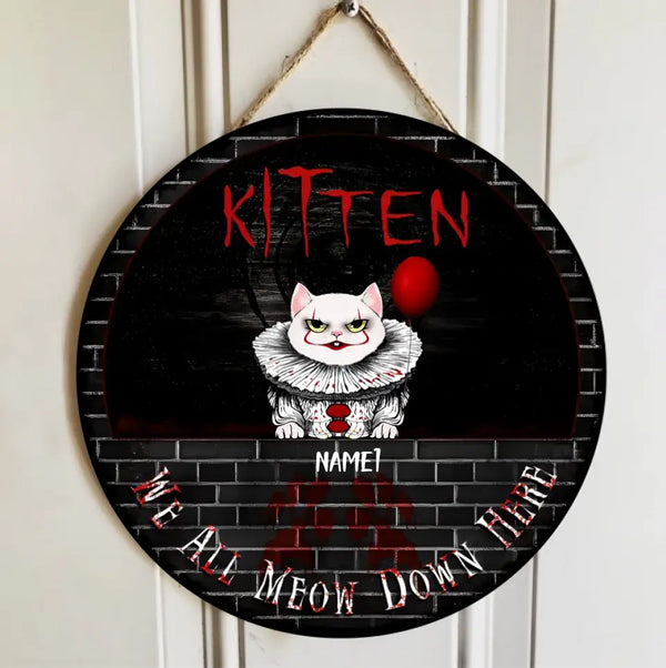 Halloween Welcome Sign, Halloween Custom Wooden Signs, We All Meow Down Here