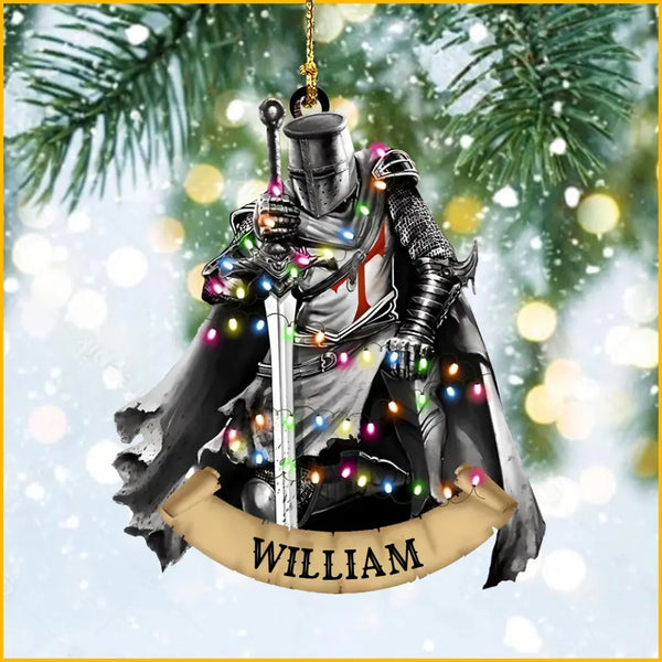 Personalized Child Of God Man Of Faith Warrior Of Christ Knight Templars Christmas Ornament