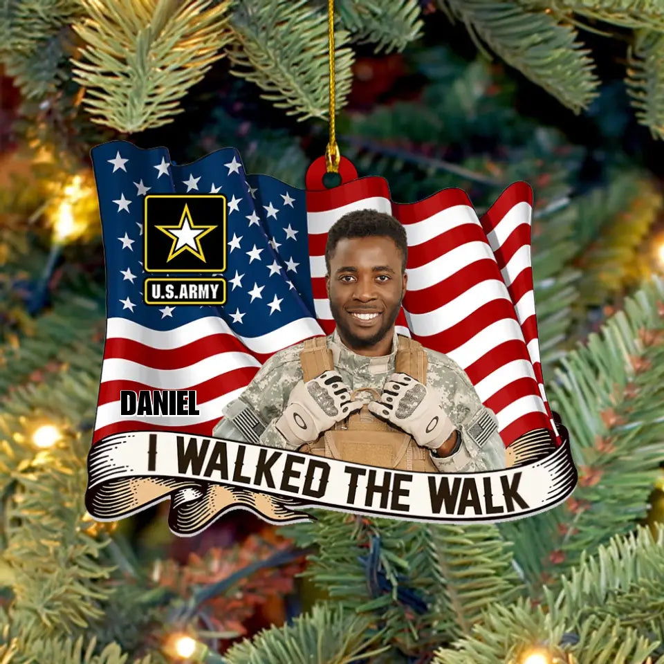 Custom Photo Branch Rank Personalized Ornament Gift For Military Veteran