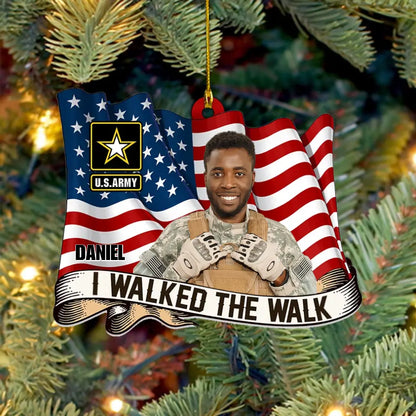 Custom Photo Branch Rank Personalized Ornament Gift For Military Veteran