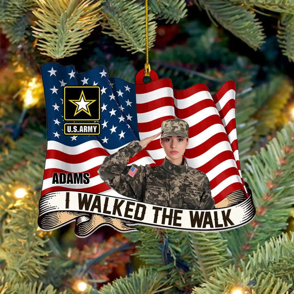 Custom Photo Branch Rank Personalized Ornament Gift For Military Veteran