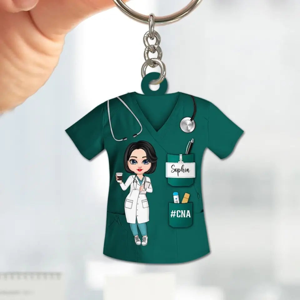 Nurse Life Pretty Doll Nurse Personalized Keychain