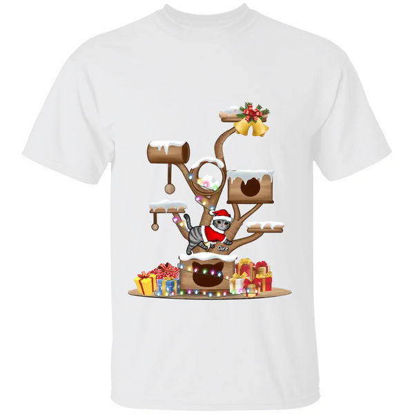 Personalisiertes Weihnachts-Katzenturm-T-Shirt