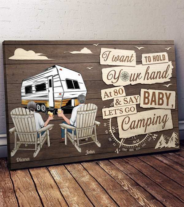 Baby Let's Go Camping At 80 - Personalized Wrapped Poster
