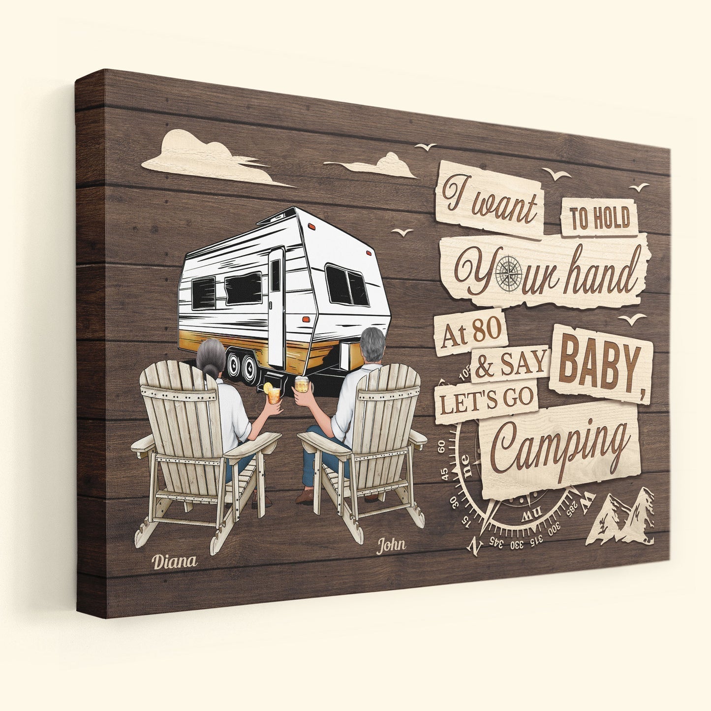 Baby Let's Go Camping At 80 - Personalized Wrapped Poster