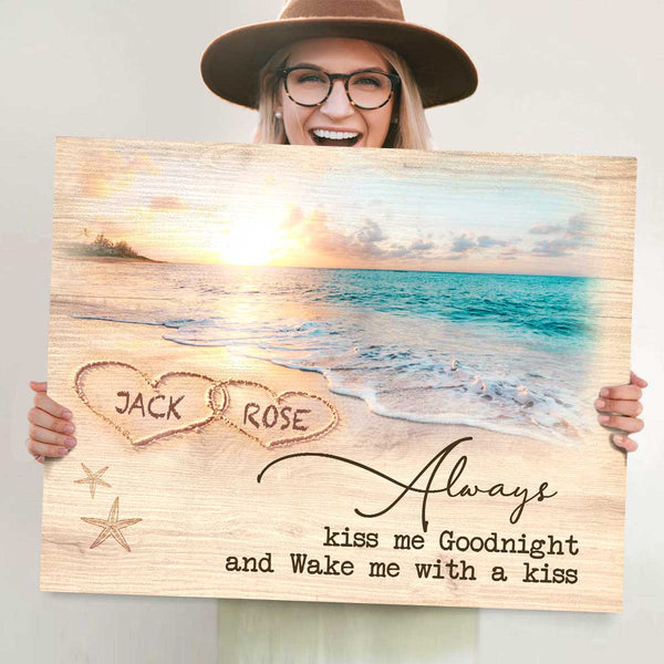 Best Beach Decor For Bedroom, Sand Writing Personalized Print, Turquoise Ocean Art Print