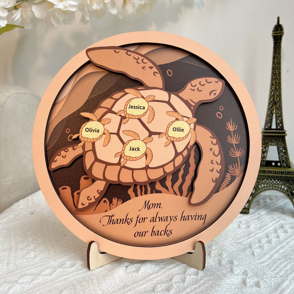 Mom Thanks For Always Having Our Backs Mother's Day - Personalized Wooden Plaque