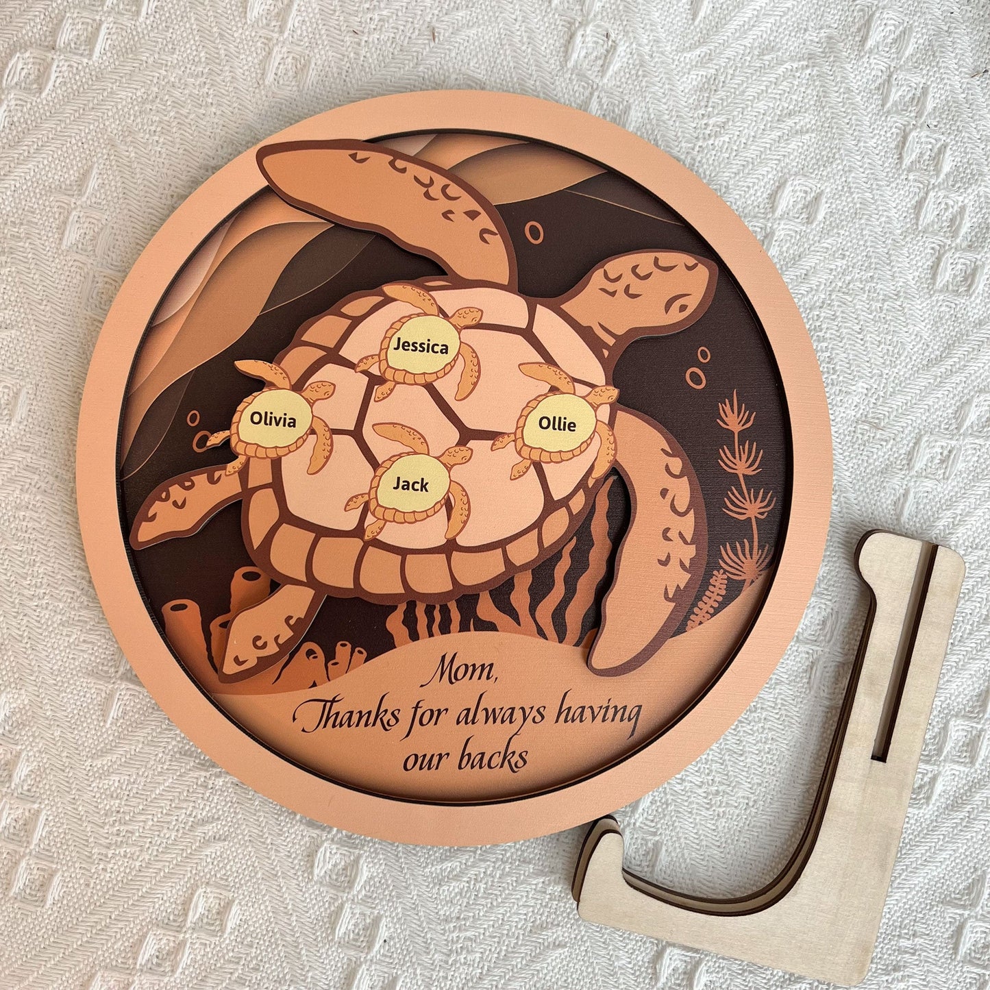 Mom Thanks For Always Having Our Backs Mother's Day - Personalized Wooden Plaque