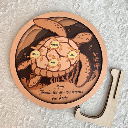 Mom Thanks For Always Having Our Backs Mother's Day - Personalized Wooden Plaque