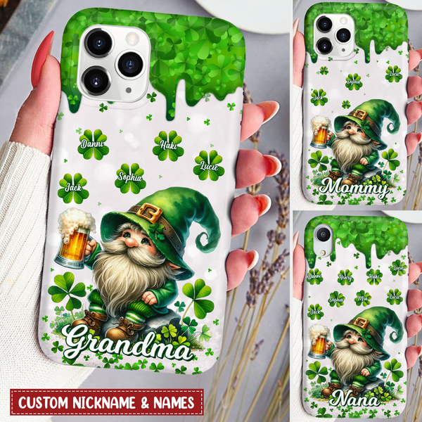 St Patricks Day Gnomes Grandma - Personalized Silicon Phone Case