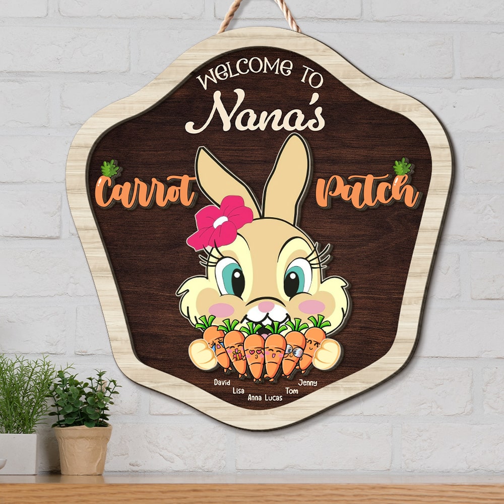 Personalized Gifts For Grandma 2 Layers Wood Sign Welcome To Nana's Carrot Patch