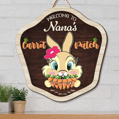 Personalized Gifts For Grandma 2 Layers Wood Sign Welcome To Nana's Carrot Patch