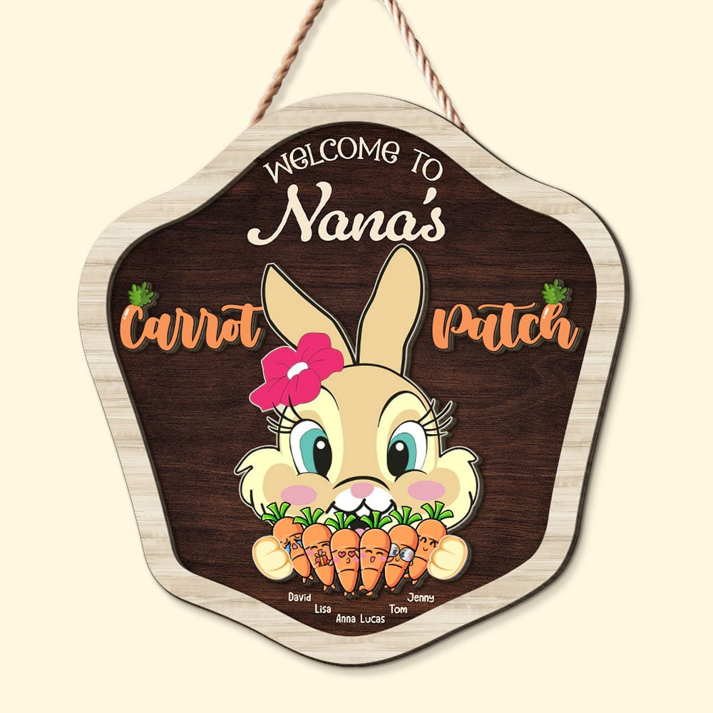Personalized Gifts For Grandma 2 Layers Wood Sign Welcome To Nana's Carrot Patch