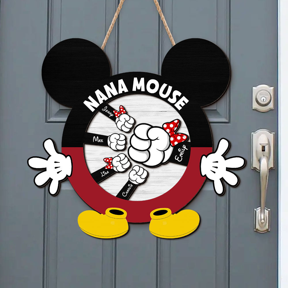 Nana Mouse, Gift For Grandma, Personalized Wood Sign, Family Kid Mouse Hand Wood Sign